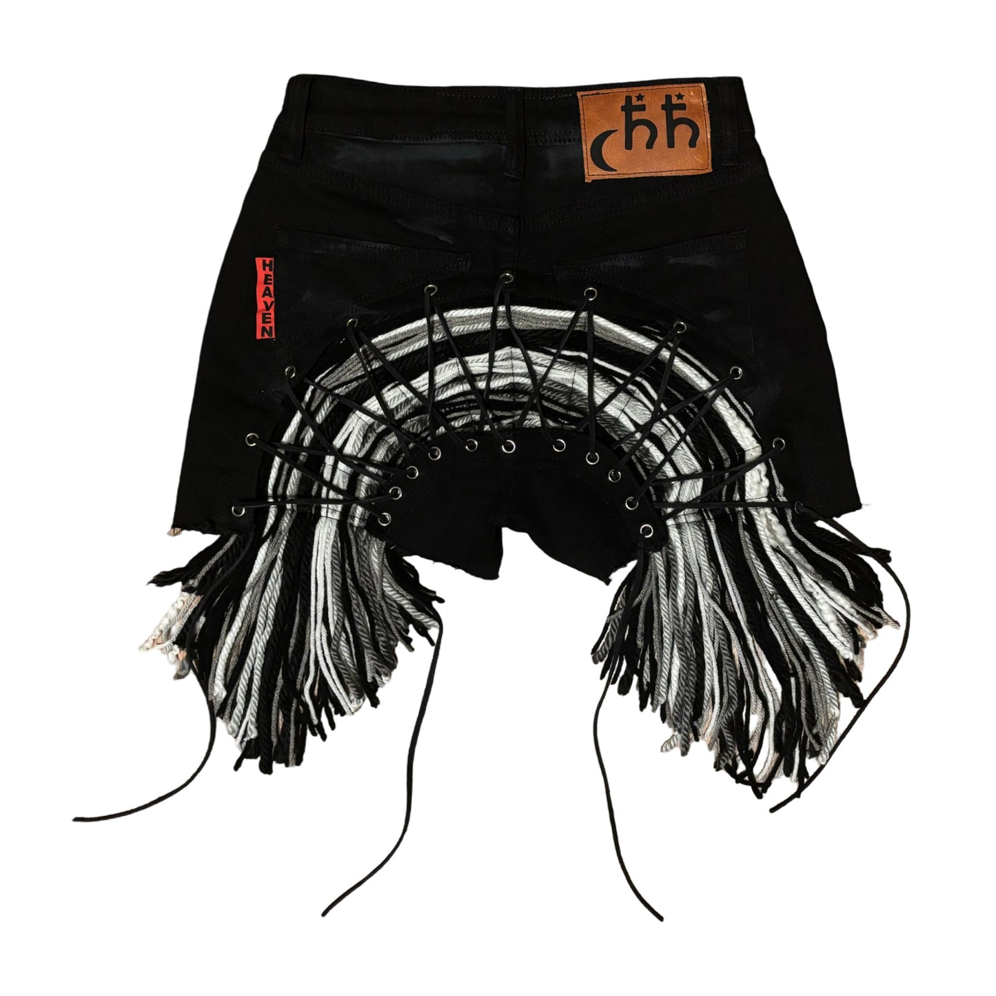 Black Aged Aux Mini Shorts