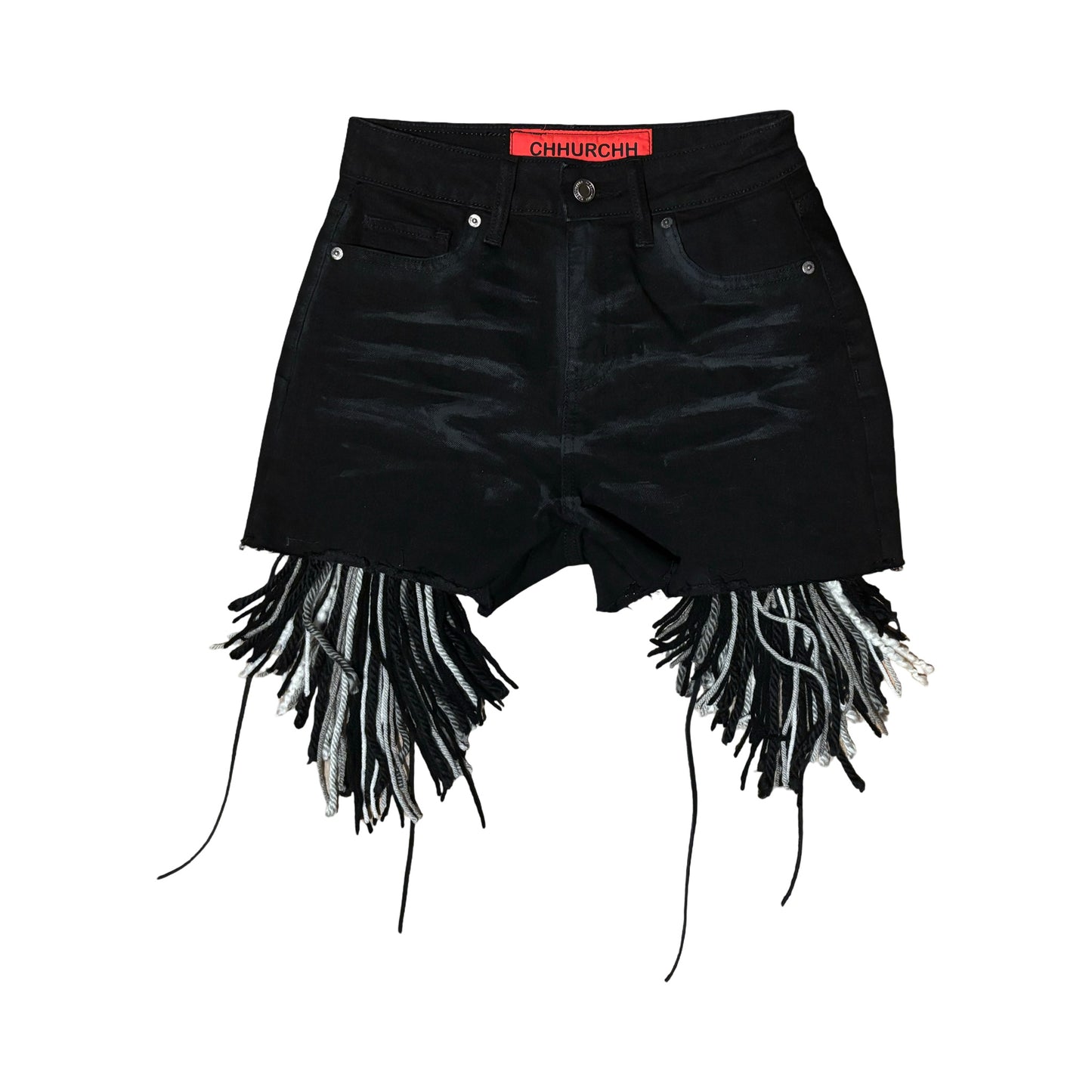 Black Aged Aux Mini Shorts