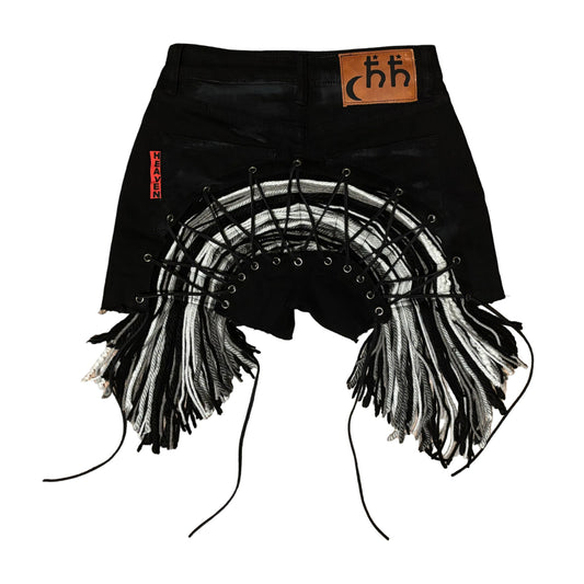 Black Aged Aux Mini Shorts