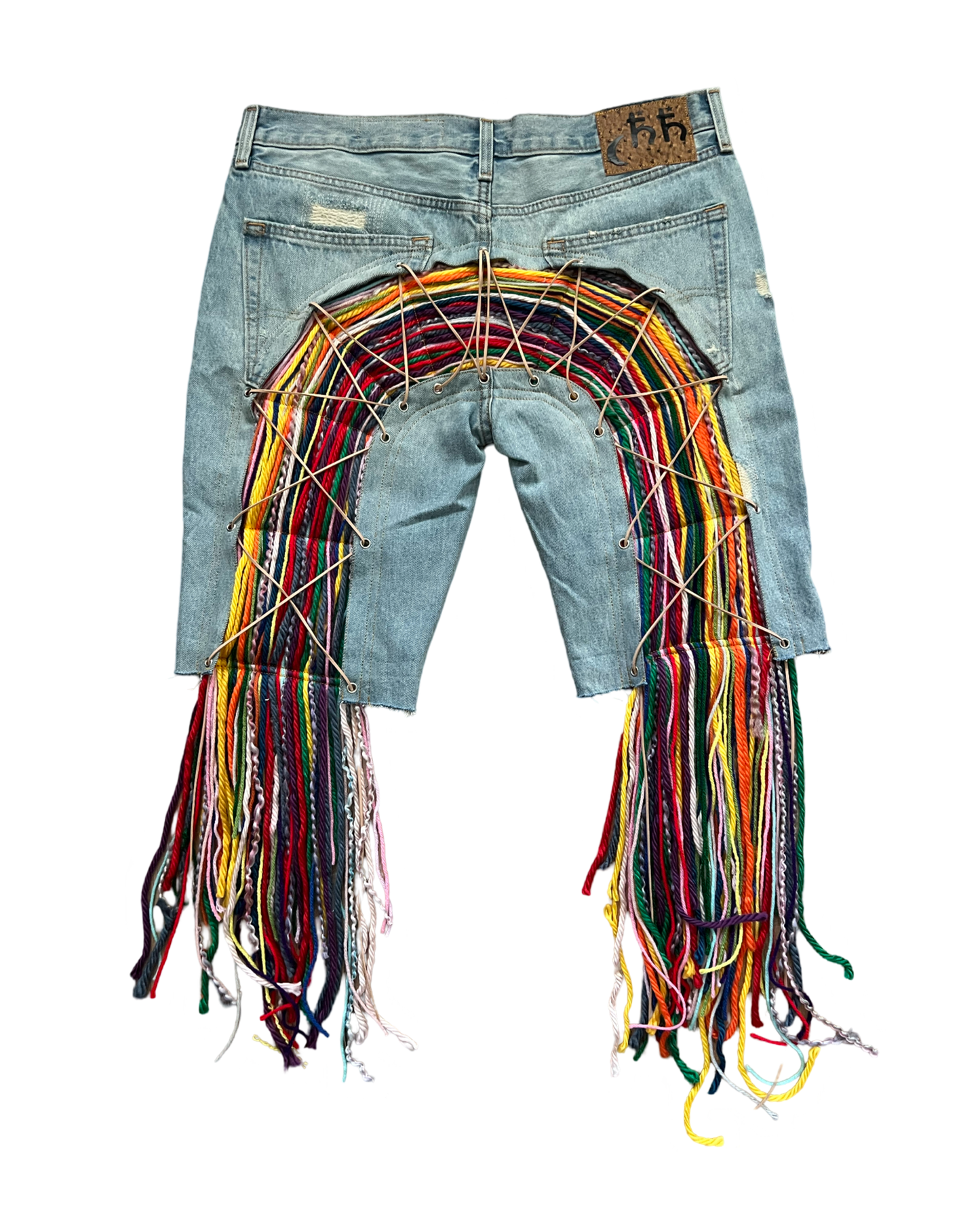Light Wash Graffiti Aux Shorts